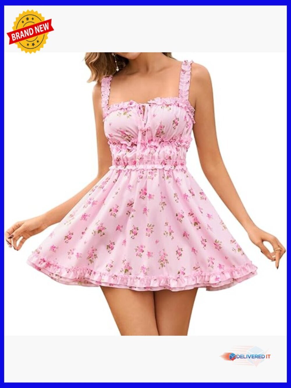 Floral Mini Corset Dress A-Line Square Neck Sleeveless Summer
